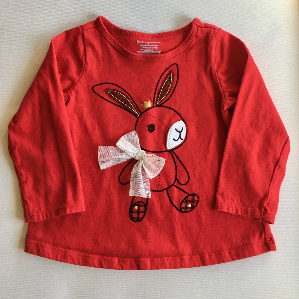 FIRST IMPRESSIONS adorable red bunny top!